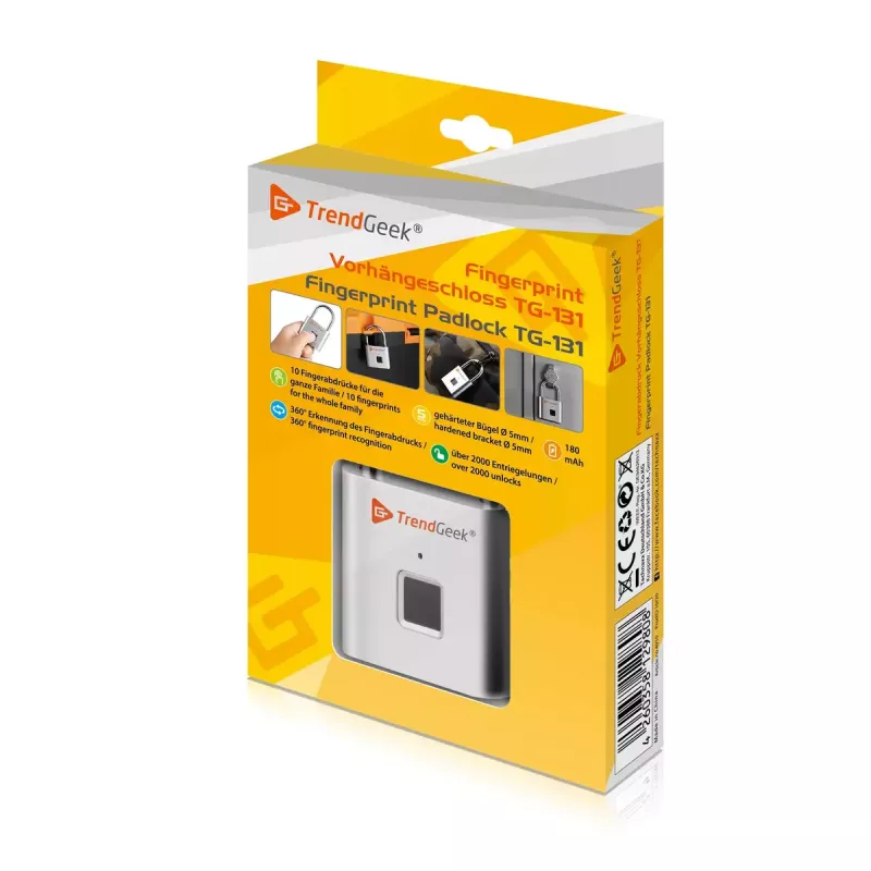 Technaxx smartes Fingerabdruck-Vorhängeschloss, Silber