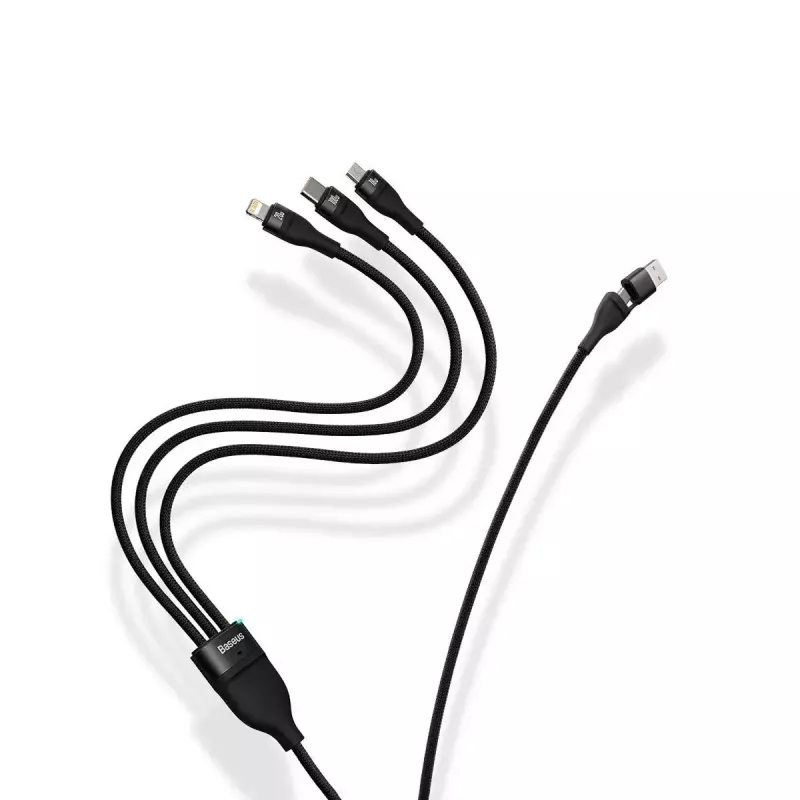 Baseus Flash Series 2 3-in-1-USB-Kabel, USB-C + Micro-USB + Lightning, 100 W, 1,2 m, blau