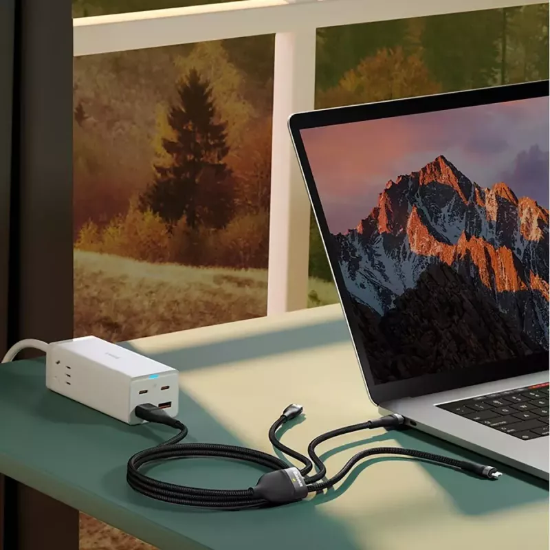 Baseus Flash Series 2 3-in-1-USB-Kabel, USB-C + Micro-USB + Lightning, 100 W, 1,2 m, blau