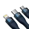 Baseus Flash Series 2 3-in-1-USB-Kabel, USB-C + Micro-USB + Lightning, 100 W, 1,2 m, blau