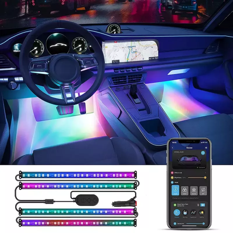 Govee RGBIC Innenraum-Autolichter Smart Strip Light Bluetooth 30 cm
