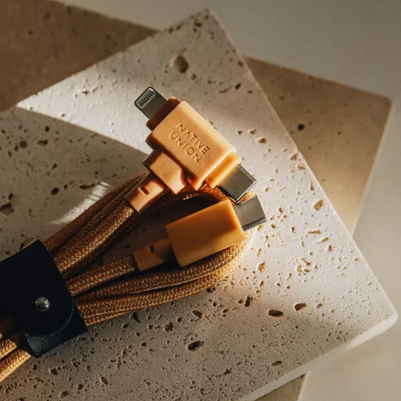 USB-Kabel native union Belt Kabel Duo 1,5 m USB-C auf USB-C/Lightning Gelb