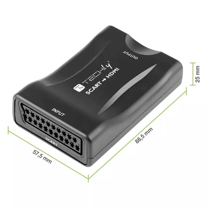 Techly IDATA SCART-HDMI3 Euro-SCART-auf-HDMI-AV-Konverter, 720p/1080p