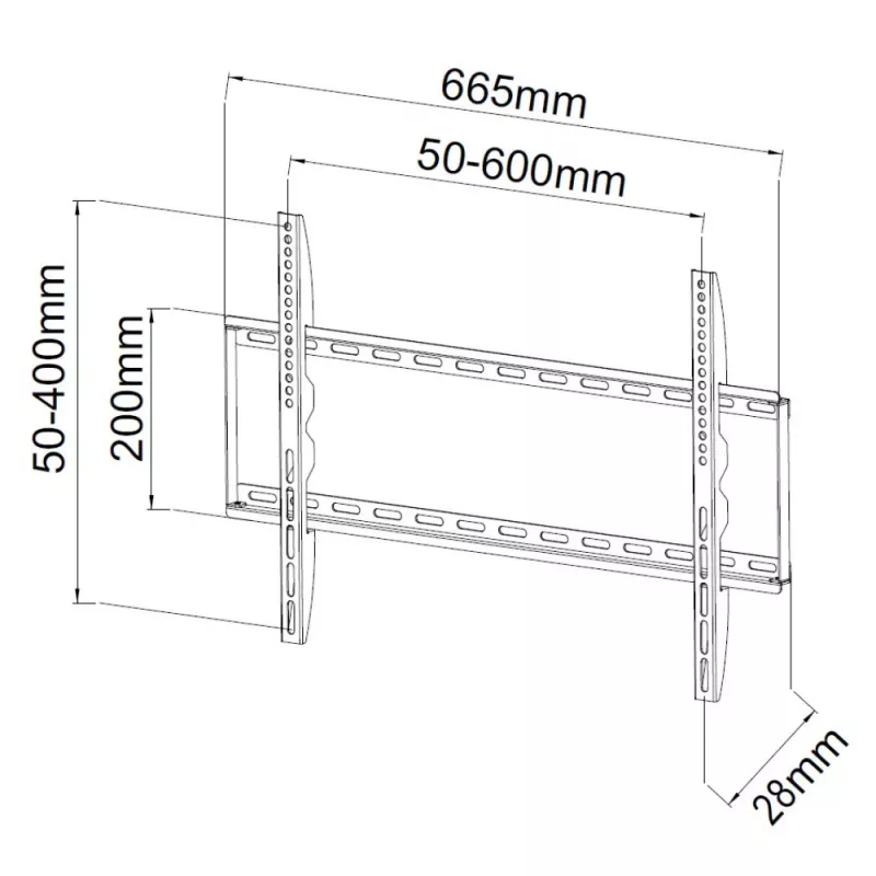 Techly ICA-PLB 162L TV-Wandhalterung, 40-65", 50 kg, flach 28 mm