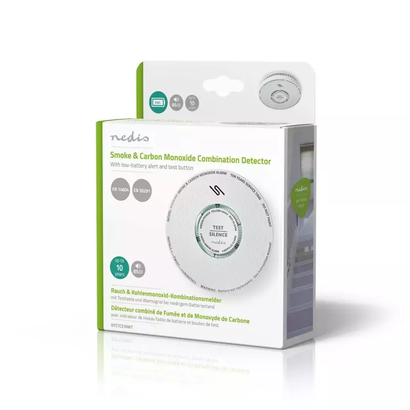 Nedis DTCTCS10WT Kombinierter Rauch- und Kohlenmonoxidmelder, Weiß