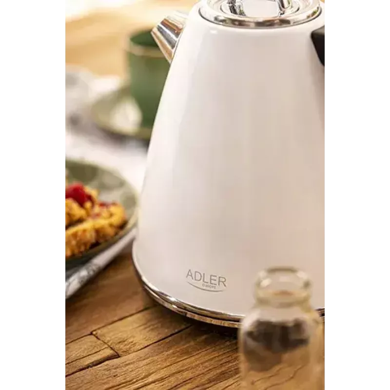 Adler AD 1343 Wasserkocher, 1,5 l, 1850 W, Edelstahl, Strix, Weiß