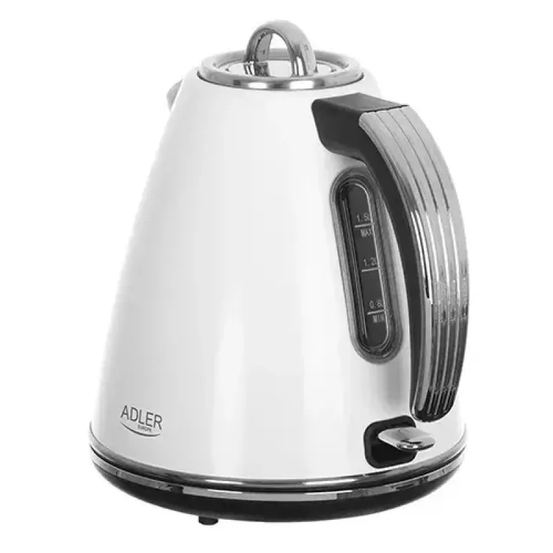 Adler AD 1343 Wasserkocher, 1,5 l, 1850 W, Edelstahl, Strix, Weiß