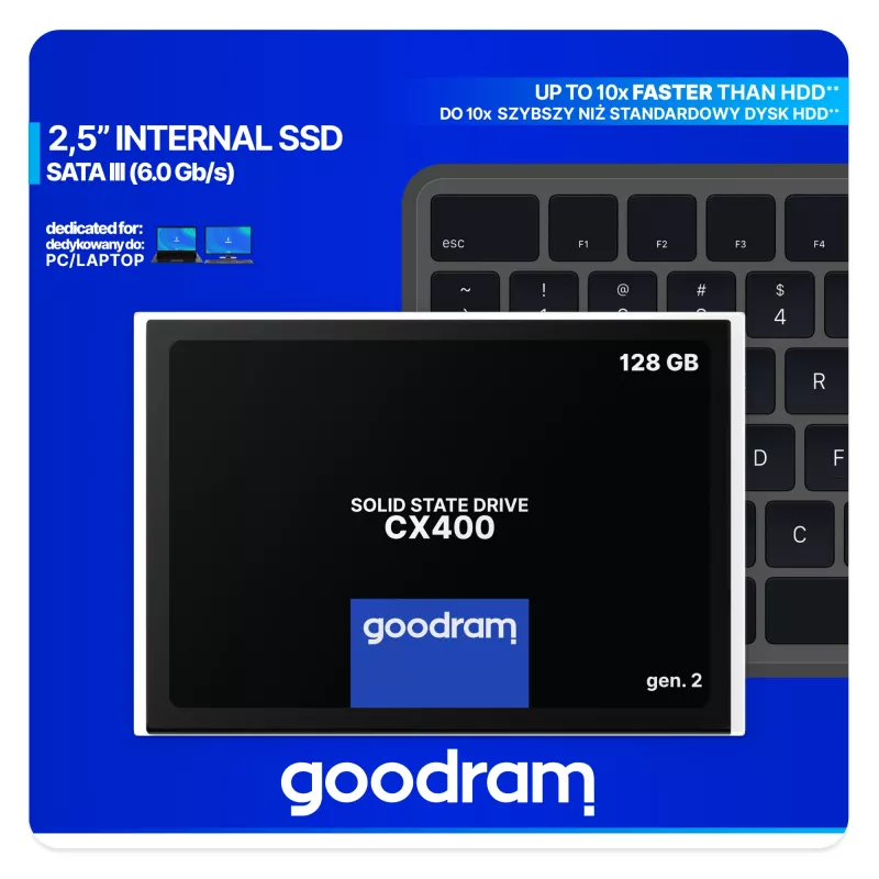 2,5 Zoll SATA III SSD GOODRAM SSDPR-CX400-128-G2 — 128 GB, 550/460 MB/s, 3D TLC NAND