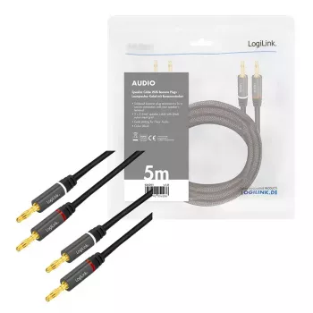 Audiokabel LogiLink CA1211 5m 2x Banana Schwarz