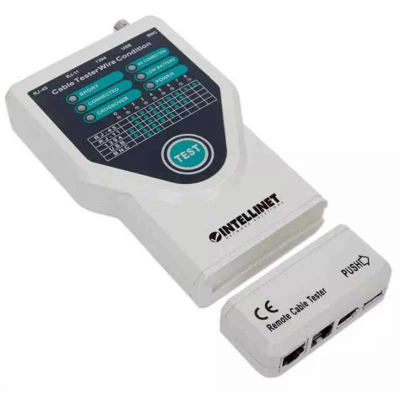Intellinet 5-in-1 Kabeltester, testet 5 gängige Netzwerk-RJ45- und Computerkabel