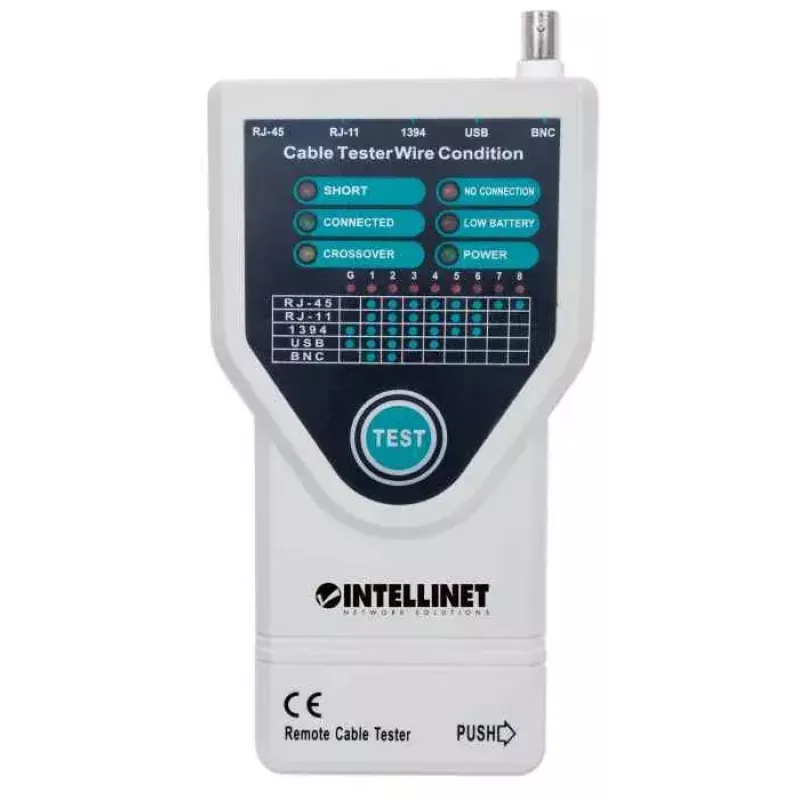Intellinet 5-in-1 Kabeltester, testet 5 gängige Netzwerk-RJ45- und Computerkabel