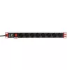 Techly 106893 19-Zoll 1U Rack-PDU Steckdosenleiste, 8x Schuko, 250 V/16 A, 3500 W, 3 m Kabel, Aluminium, schwarz