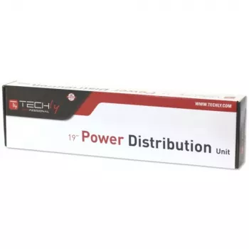 Techly Mehrfachsteckdose 8 Steckdosen für Rack 19 Zoll C14-Stecker 1 HE Schwarz Rot