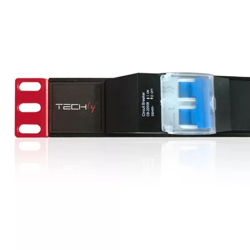 Techly 100471 19-Zoll 1U Rack-PDU Steckdosenleiste, 6x Schuko, 250 V/16 A, 3 m Kabel, Doppelschalter, schwarz