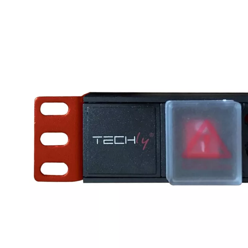 Techly I-CASE STRIP-18C20 Stromverteilungseinheit (PDU) 8 AC-Ausgang/Ausgänge 1U Schwarz, Rot