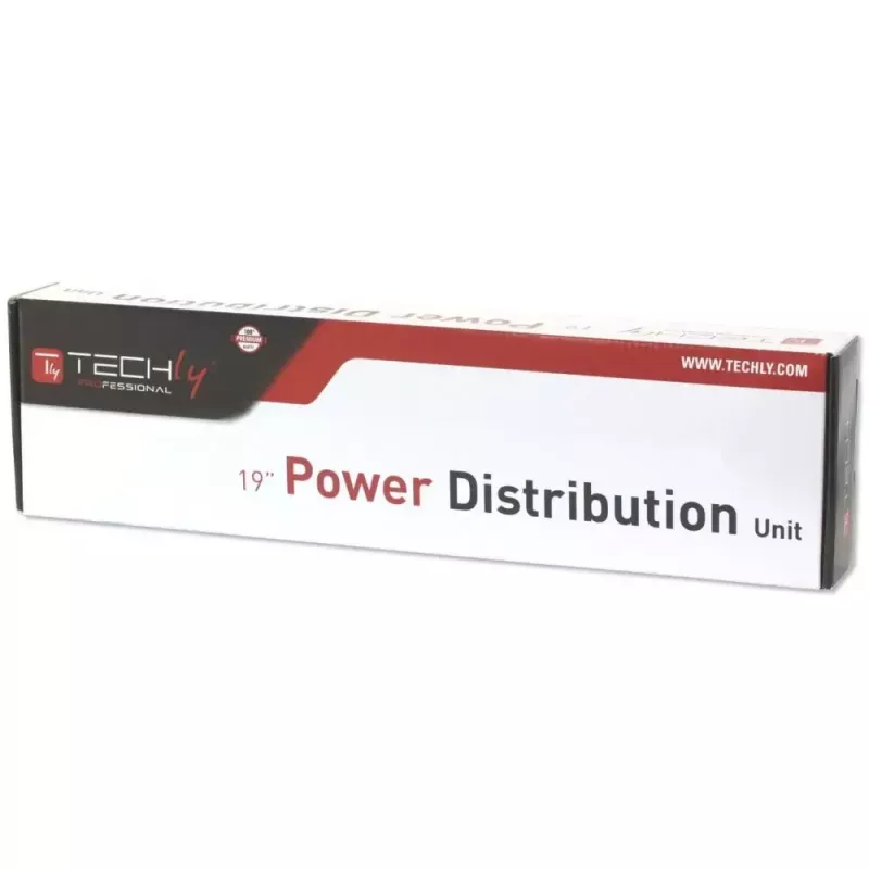 Steckdosenleiste Techly 9-fach 19 Zoll Rack Schuko-Stecker Schalter 1HE Schwarz Rot