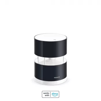 Netatmo NWA01-WW smartes Anemometer für Wetterstation, Windgeschwindigkeit und -richtung, kabellos, WLAN, 0–45 m/s, 100 m Reichweite, 4x AA, Schwarz, Transparent