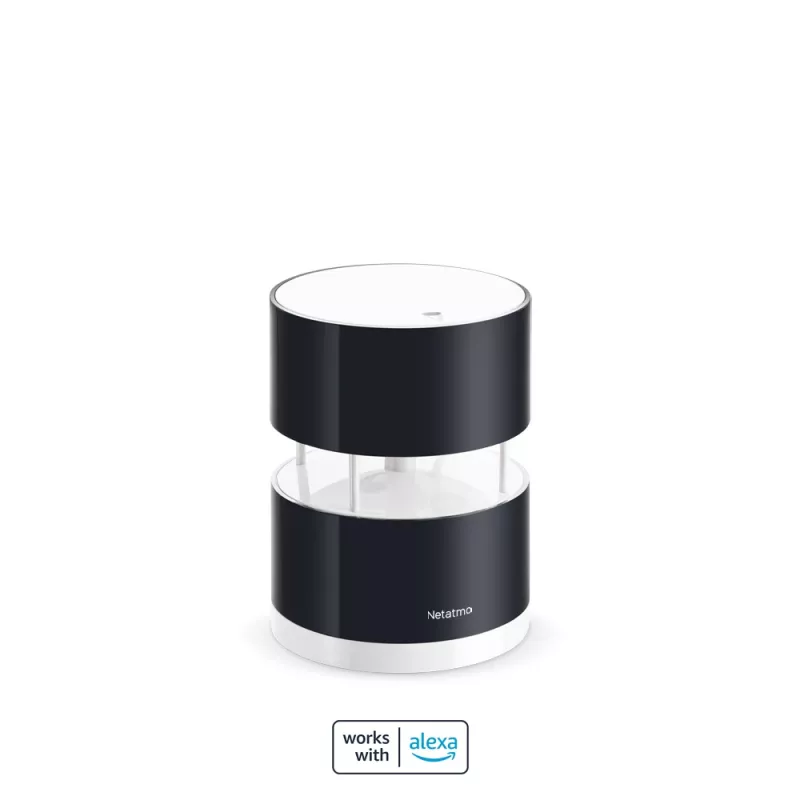 Netatmo NWA01-WW smartes Anemometer für Wetterstation, Windgeschwindigkeit und -richtung, kabellos, WLAN, 0–45 m/s, 100 m Reichweite, 4x AA, Schwarz, Transparent