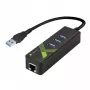 Techly IDATA-USB-ETGIGA-3U2 (105803) USB-3.0-auf-Gigabit-Ethernet-Adapter mit 3-Port-USB-3.0-Hub, USB-A, RJ45, Aluminium