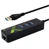 Techly IDATA-USB-ETGIGA-3U2 (105803) USB-3.0-auf-Gigabit-Ethernet-Adapter mit 3-Port-USB-3.0-Hub, USB-A, RJ45, Aluminium