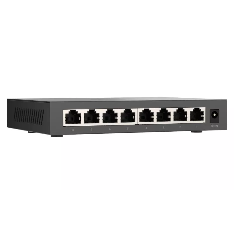 QNAP QSW-1108-8T-R2 Unmanaged Netzwerk-Switch, 8x 2,5GbE RJ45 (10/100/1000/2500 Mbit/s), Desktop, lüfterlos, Schwarz-Grau