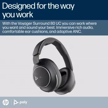 HP Poly Voyager Surround 80 UC Microsoft Teams-zertifiziertes USB-C-Headset +USB-C/A-Adapter