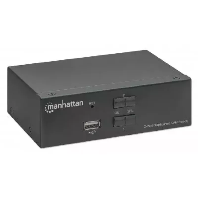 Manhattan 153546 KVM-Switch, 2-Port DisplayPort/USB 2.0, 4K@60Hz, Audio, 2 x 1,8 m Kabel