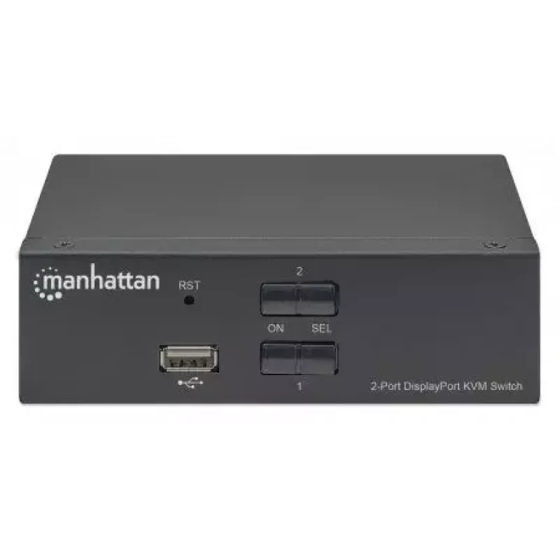 Manhattan 153546 KVM-Switch, 2-Port DisplayPort/USB 2.0, 4K@60Hz, Audio, 2 x 1,8 m Kabel