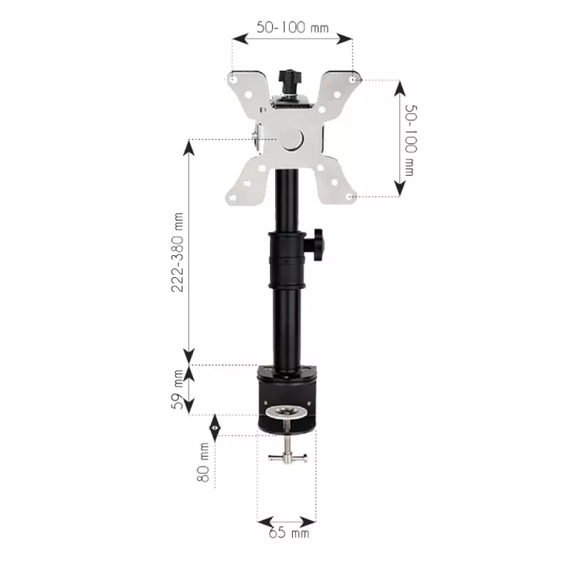 Techly ICA-LCD 500BK Monitor-Tischhalterung 13–30 Zoll (76,2 cm), bis 15 kg, VESA 75x75/100x100, Schwarz