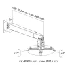 Techly ICA-PM 16 Projektor-Deckenhalterung, bis 20 kg, verstellbar 43–65 cm, neig- und schwenkbar, Silber