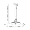 Techly ICA-PM 16 Projektor-Deckenhalterung, bis 20 kg, verstellbar 43–65 cm, neig- und schwenkbar, Silber