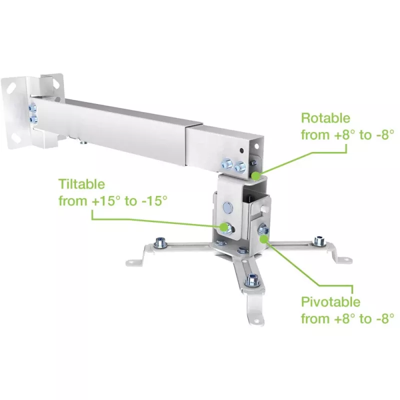 Techly ICA-PM 16 Projektor-Deckenhalterung, bis 20 kg, verstellbar 43–65 cm, neig- und schwenkbar, Silber