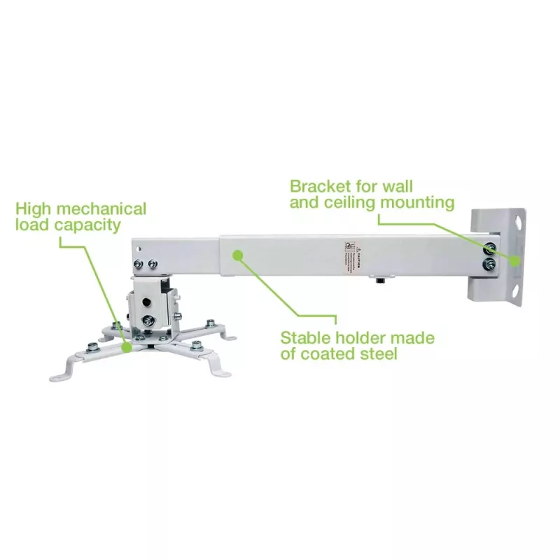 Techly ICA-PM 16 Projektor-Deckenhalterung, bis 20 kg, verstellbar 43–65 cm, neig- und schwenkbar, Silber