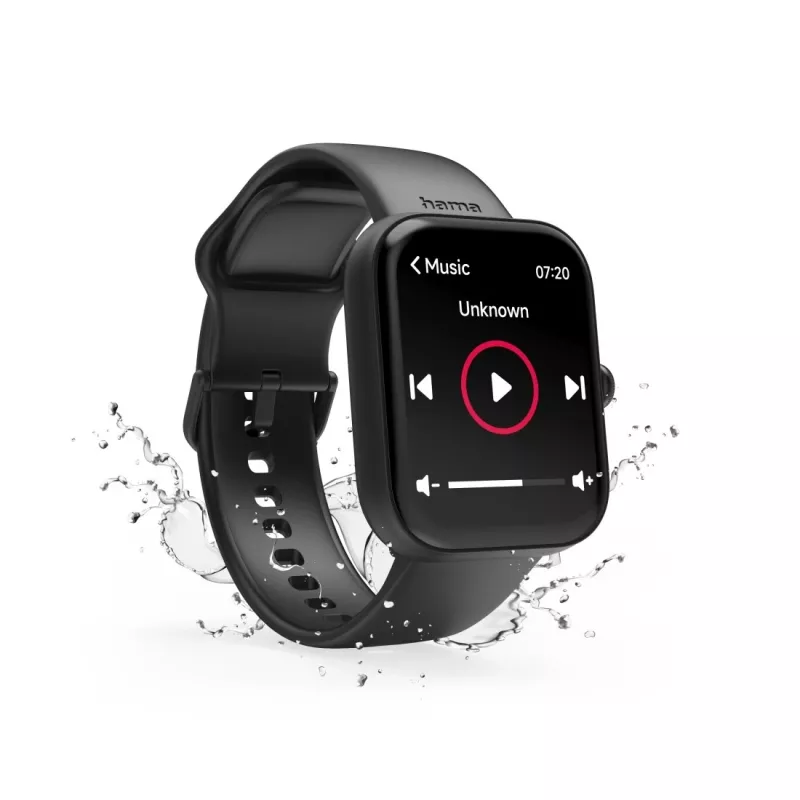 Hama Fit Watch 5000 Smartwatch, 1,65 Zoll (4,19 cm) TFT, 47 mm, Telefonfunktion, Herzfrequenz, IP68, Bluetooth, Schwarz