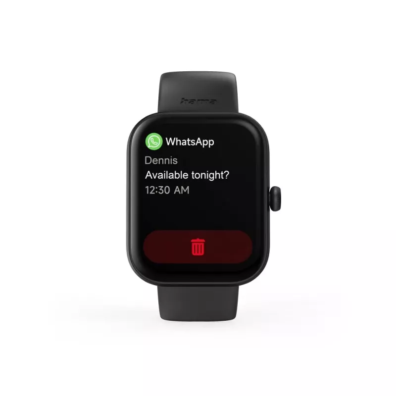 Hama Fit Watch 5000 Smartwatch, 1,65 Zoll (4,19 cm) TFT, 47 mm, Telefonfunktion, Herzfrequenz, IP68, Bluetooth, Schwarz