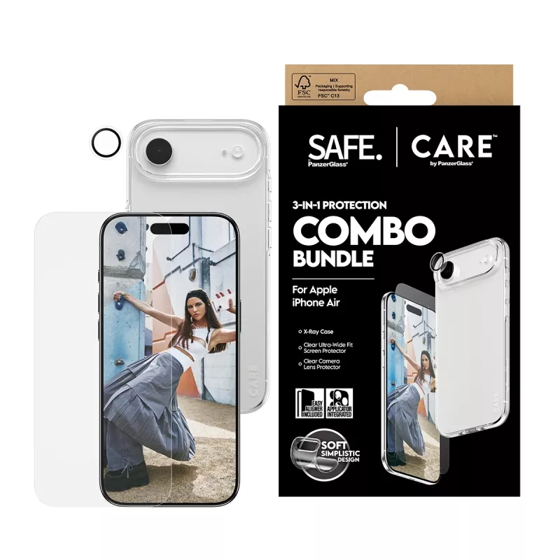 PanzerGlass SAFE. CARE 3-in-1 Fashionable Combo Bundle für iPhone 17 Air, CR78718
