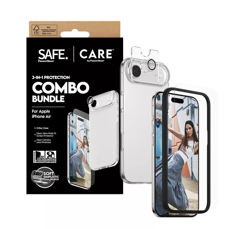 PanzerGlass SAFE. CARE 3-in-1 Fashionable Combo Bundle für iPhone 17 Air, CR78718