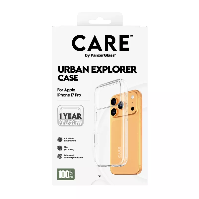Schutzhülle PanzerGlass CARE by Flagship Hülle Transparent Urban Explorer mit klarem Rahmen für iPhone 17 Pro
