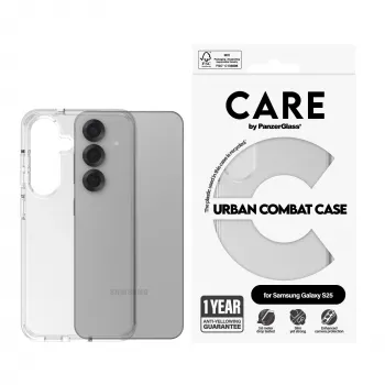 PanzerGlass Hülle Samsung Galaxy S25, transparent, Urban Combat mit klarem Rahmen