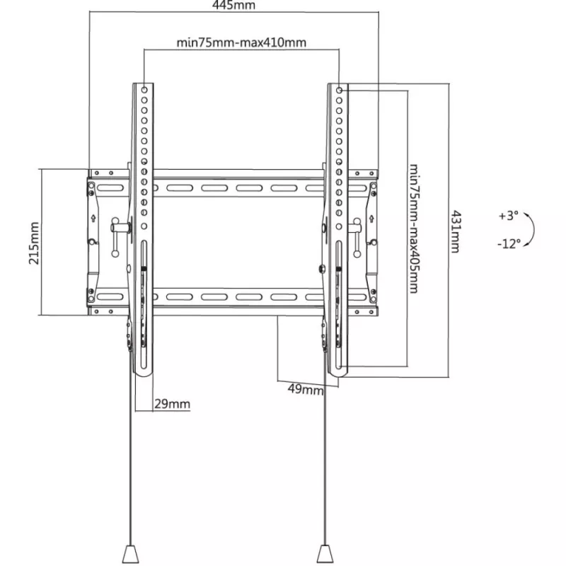 Techly ICA-PLB 59T TV-Wandhalterung 32-70 Zoll (81-178 cm), neigbar, 70 kg, schmal 49 mm, Schwarz