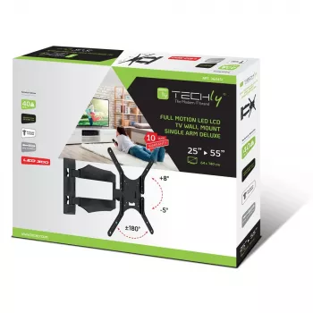 Techly ICA-PLB 271M TV-Wandhalterung 25-52 Zoll, schwenk- und neigbar, schmal, 40 kg, Schwarz