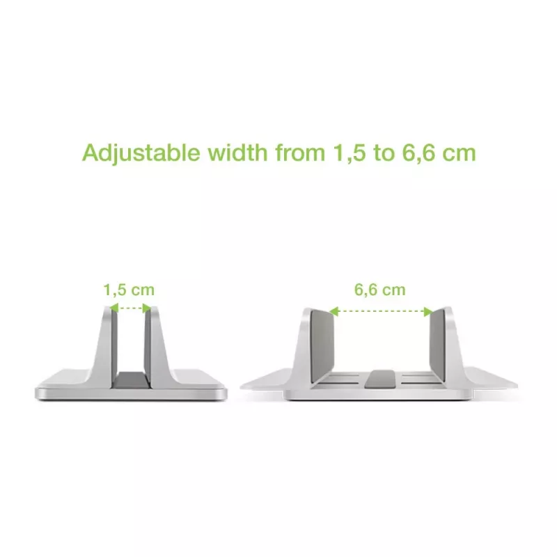Techly ICA-TBL 010 vertikaler Aluminium-Laptopständer bis 17 Zoll, Breite einstellbar