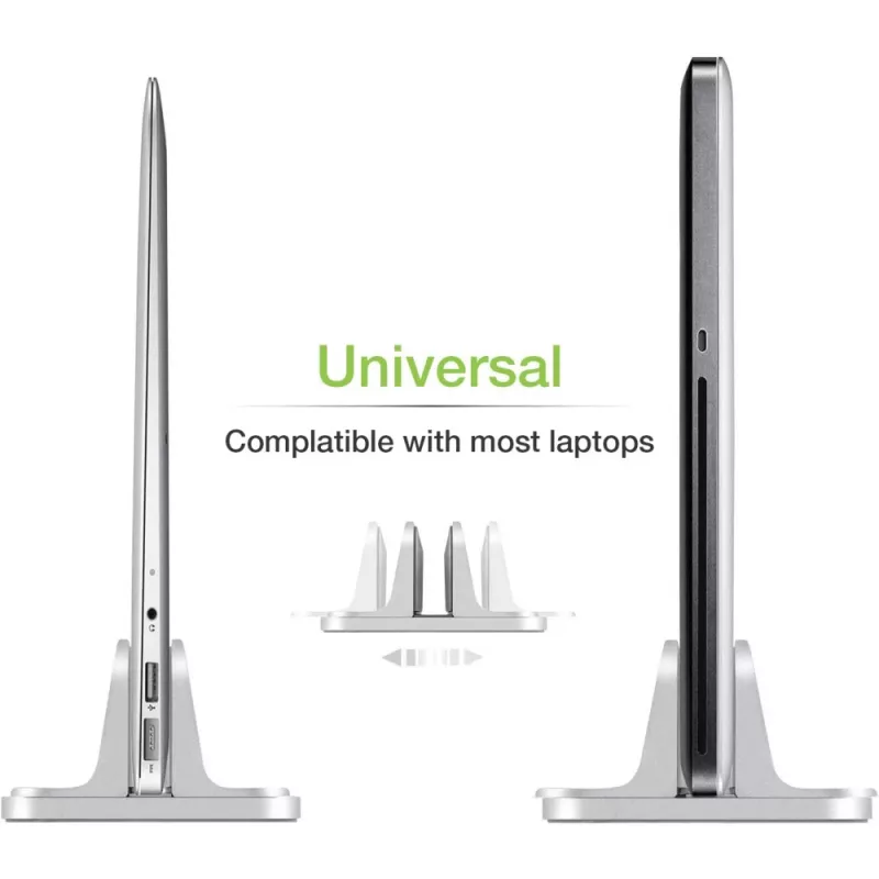 Techly ICA-TBL 010 vertikaler Aluminium-Laptopständer bis 17 Zoll, Breite einstellbar