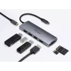 Equip 133482 USB-C 7-in-1 Multifunktionsadapter, USB 3.2 Gen 1, HDMI 4K 30 Hz, 3x USB 3.0, SD/microSD, USB-C PD 100 W, Aluminium