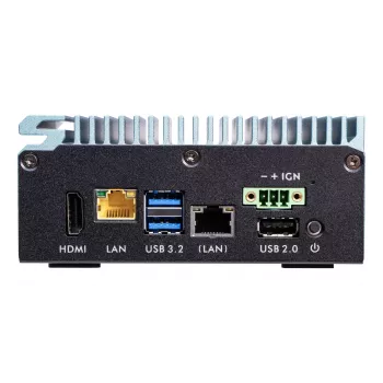Shuttle Edge PC SPCEL02, Intel Celeron J6412, 1x HDMI, 2x 2.5G LAN, 1x COM, DIO (4x in, 4x out), 3x USB, 2x M.2, 12-24V, 24/7-Dauerbetrieb, lüfterlos, inkl. VESA- & DIN-Schienenhalterung