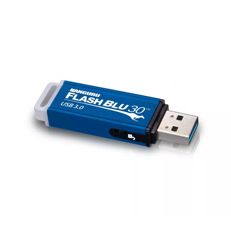 Kanguru FlashBlu30 SuperSpeed USB3.0 16 GB | Sicherer USB-Stick | Physischer Schreibschutzschalter | Kompatibel mit Windows „Ready Boost“