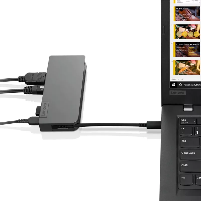 Lenovo 4X90S92381 Powered USB-C Travel Hub Dockingstation, VGA, HDMI, 13 W, Iron Grey