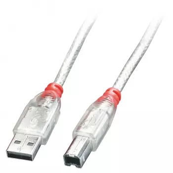 Lindy 5m USB 2.0 Kabel - Typ A auf B, Transparent