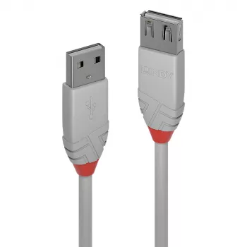 Lindy 2m USB 2.0 Typ A Verlängerungskabel, Anthra Line, Grau