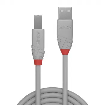 Lindy 0,5 m USB 2.0 Typ-A-auf-B-Kabel, Anthra Line, Grau